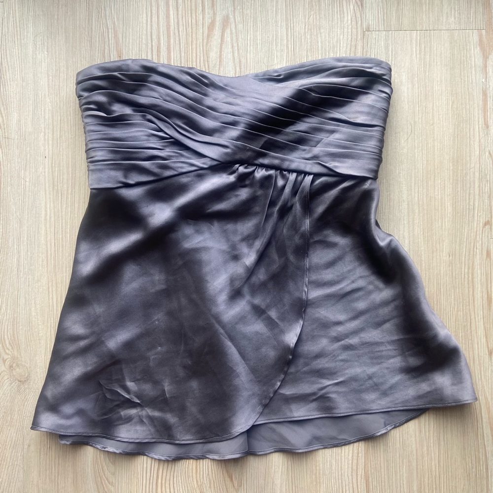 Lavender strapless sweetheart satin top